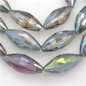 Crystal Glass Bead, faceted rice, multicolor, approx 15-35mm, 15pcs per st [GS2231]