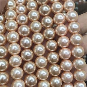 peach Pearlized Glass Beads, round, approx 8mm, 52pcs per st [GS2234-8MM]