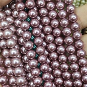 round Pearlized Glass Beads, approx 8mm, 52pcs per st [GS2239-8MM]