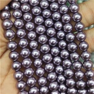 darkgray Pearlized Glass Beads, round, approx 6mm dia, 70pcs per st [GS2242-6MM]