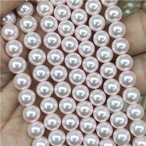 lt.pink Pearlized Glass Beads, round, approx 6mm dia, 70pcs per st [GS2243-6MM]
