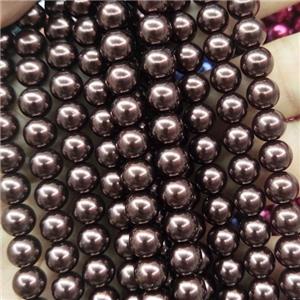 deepCoffee Pearlized Glass Beads, round, approx 8mm, 52pcs per st [GS2244-8MM]