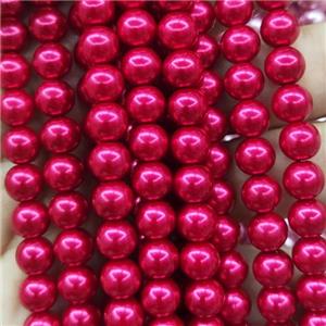 hotpink Pearlized Glass Beads, round, approx 8mm, 52pcs per st [GS2246-8MM]