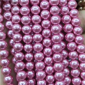 pink Pearlized Glass Beads, round, approx 6mm dia, 70pcs per st [GS2247-6MM]