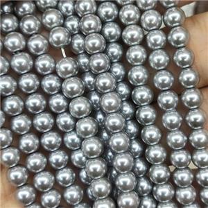 gray Pearlized Glass Beads, round, approx 3mm dia, 135pcs per st [GS2249-3MM]