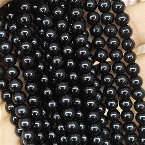 black Pearlized Glass Beads, round, approx 10mm dia. 42pcs per st [GS2250-10MM]