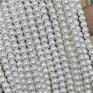 white Pearlized Glass Beads, round, approx 10mm dia. 42pcs per st [GS2251-10MM]