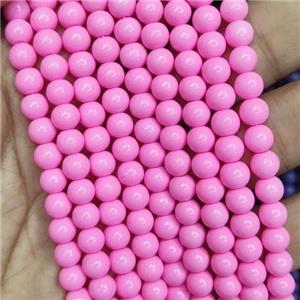pink Lacquered Glass Beads, round, approx 8mm dia, 52pcs per st [GS2254-8MM]
