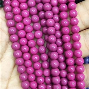 dp.pink Lacquered Glass Beads, round, approx 6mm dia, 70pcs per st [GS2255-6MM]