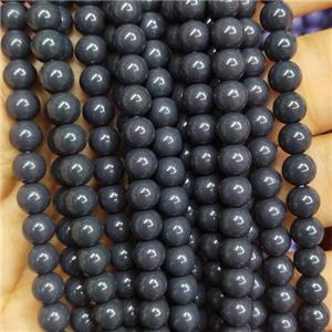 darkgray Lacquered Glass Beads, round, approx 8mm dia, 52pcs per st [GS2256-8MM]