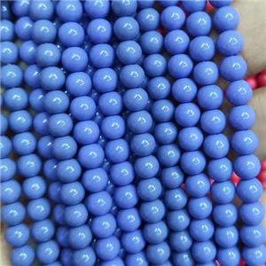 blue Lacquered Glass Beads, round, approx 8mm dia, 52pcs per st [GS2257-8MM]