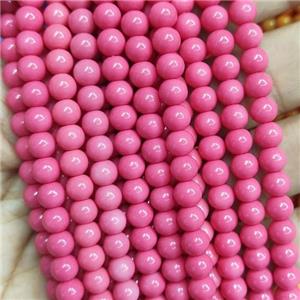 pink Lacquered Glass Beads, round, approx 6mm dia, 70pcs per st [GS2258-6MM]