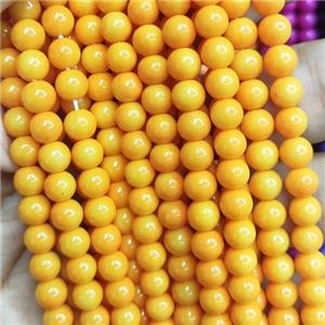 gold Lacquered Glass Beads, round, approx 8mm dia, 52pcs per st [GS2260-8MM]