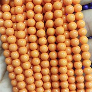 orange fire Lacquered Glass Beads, round, approx 6mm dia, 70pcs per st [GS2261-6MM]