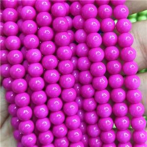 hotpink Lacquered Glass Beads, round, approx 8mm dia, 52pcs per st [GS2262-8MM]