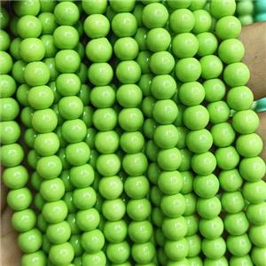 olive Lacquered Glass Beads, round, approx 8mm dia, 52pcs per st [GS2264-8MM]