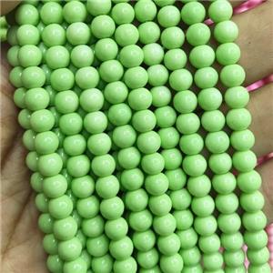 green Lacquered Glass Beads, round, approx 8mm dia, 52pcs per st [GS2265-8MM]