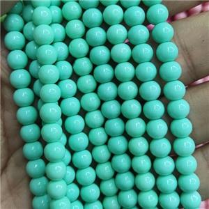 mint green Lacquered Glass Beads, round, approx 6mm dia, 70pcs per st [GS2266-6MM]