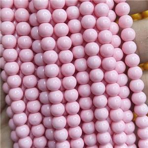 pink Lacquered Glass Beads, round, approx 6mm dia, 70pcs per st [GS2267-6MM]