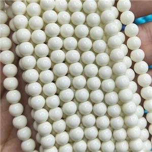 IvoryWhite Lacquered Glass Beads Smooth Round, approx 8mm dia, 52pcs per st [GS2270-8MM]