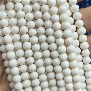 creamWhite Lacquered Glass Beads, round, approx 8mm dia, 52pcs per st [GS2271-8MM]