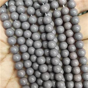 gray Lacquered Glass Beads, round, approx 8mm dia, 52pcs per st [GS2274-8MM]