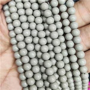 lt.gray Lacquered Glass Beads, round, approx 8mm dia, 52pcs per st [GS2275-8MM]