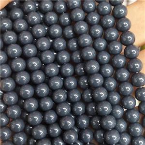 darkgray Lacquered Glass Beads, round, approx 8mm dia, 52pcs per st [GS2278-8MM]