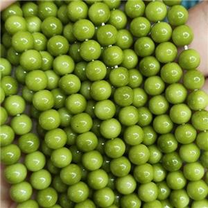 olive fire Lacquered Glass Beads, round, approx 8mm dia, 52pcs per st [GS2281-8MM]