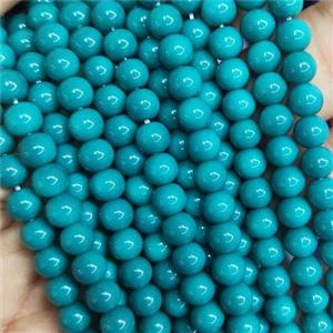 teal fire Lacquered Glass Beads, round, approx 8mm dia, 52pcs per st [GS2282-8MM]