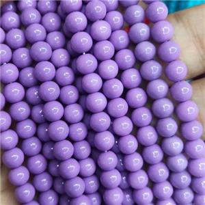 lavender fire Lacquered Glass Beads, round, approx 6mm dia, 70pcs per st [GS2285-6MM]