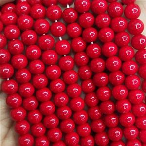 red fire Lacquered Glass Beads, round, approx 8mm dia, 52pcs per st [GS2287-8MM]