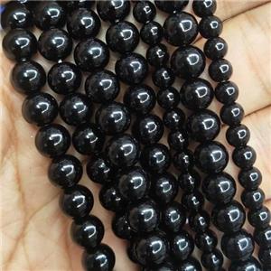 black fire Lacquered Glass Beads, round, approx 8mm dia, 52pcs per st [GS2294-8MM]