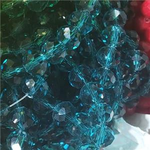 Peacockblue Chinese Crystal Glass Beads Faceted Rondelle, approx 8mm, 66pcs per st [GS2302]