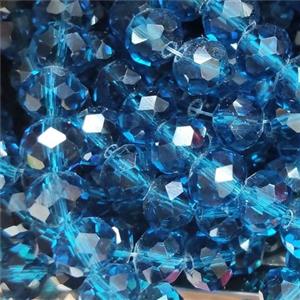 Blue Chinese Crystal Glass Beads Faceted Rondelle, approx 8mm, 66pcs per st [GS2303]