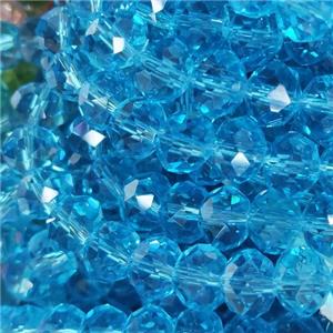 Aqua Chinese Crystal Glass Beads Faceted Rondelle, approx 8mm, 66pcs per st [GS2304]