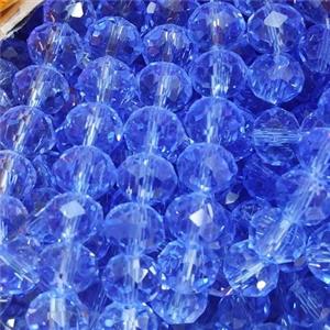 Skyblue Chinese Crystal Glass Beads Faceted Rondelle, approx 8mm, 66pcs per st [GS2306]