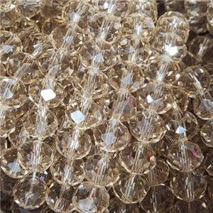 Champagne Chinese Crystal Glass Beads Faceted Rondelle, approx 8mm, 66pcs per st [GS2312]