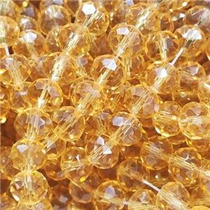 Gold Champagne Chinese Crystal Glass Beads Faceted Rondelle, approx 8mm, 66pcs per st [GS2313]