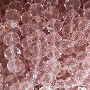 Peach Chinese Crystal Glass Beads Faceted Rondelle, approx 8mm, 66pcs per st [GS2317]