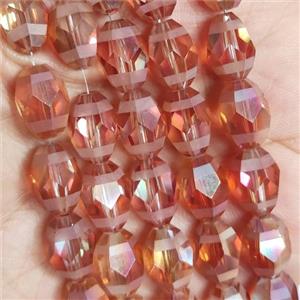 Orange Crystal Glass Beads Faceted Barrel, approx 10x14mm, 50pcs per st [GS2321]