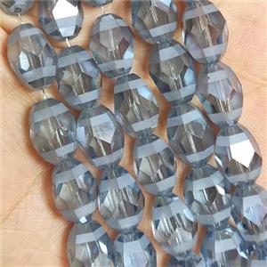 grayBlue Crystal Glass Beads Faceted Barrel, approx 10x14mm, 50pcs per st [GS2322]