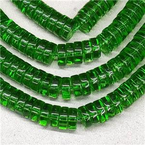 Green Crystal Glass Heishi Spacer Beads, approx 3x8mm, 94pcs per st [GS2325]