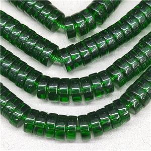 Green Crystal Glass Heishi Spacer Beads, approx 3x8mm, 94pcs per st [GS2326]