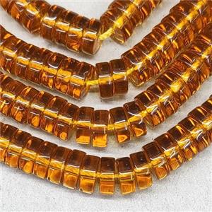 Orange Crystal Glass Heishi Spacer Beads, approx 3x8mm, 94pcs per st [GS2327]