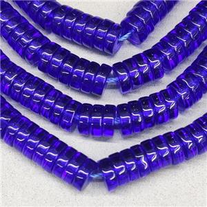 LapisBlue Crystal Glass Heishi Spacer Beads, approx 3x8mm, 94pcs per st [GS2329]