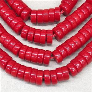 Red Jadeite Glass Heishi Spacer Beads, approx 3x8mm, 94pcs per st [GS2333]