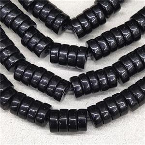 Black Jadeite Glass Heishi Spacer Beads, approx 3x8mm, 94pcs per st [GS2334]