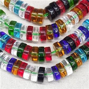 Crystal Glass Heishi Spacer Beads Mixed Color, approx 3x8mm, 94pcs per st [GS2335]