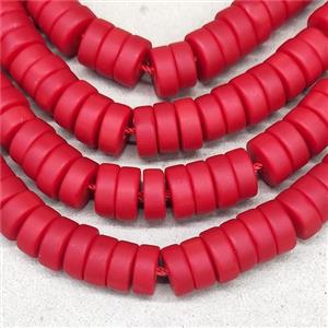 Red Jadeite Glass Heishi Spacer Beads Matte, approx 3x8mm, 94pcs per st [GS2337]